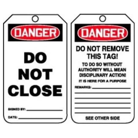 OSHA DANGER SAFETY TAG DO NOT CLOSE MDT120PTM